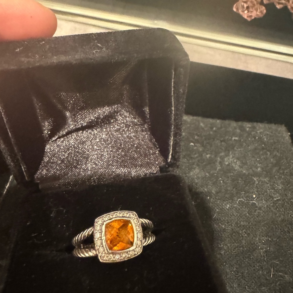 David Yurman Albion and diamond, silver ring. Size 8.
